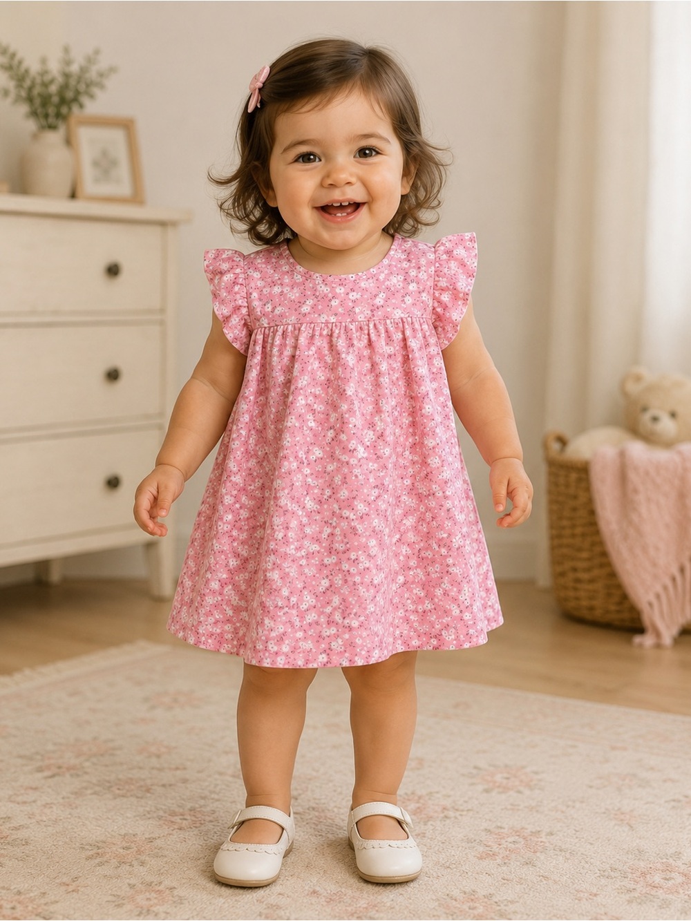 Sleeveless Ruffles Girls Floral Dress